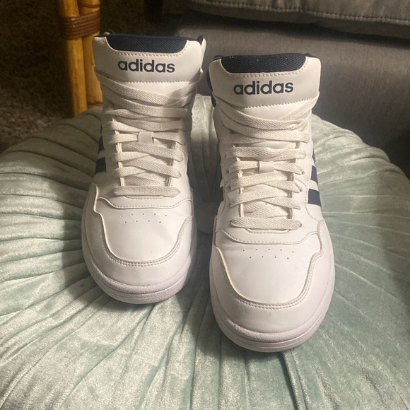 Adidas White and Navy High-Top Sneakers - Picture 2 of 8